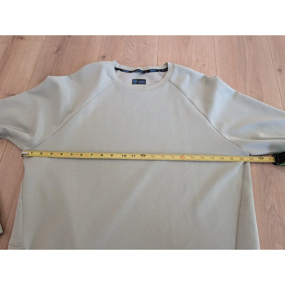 Janji Mens Circuit Knit Pullover Sweater Light Green Logo Run Everywhere Large